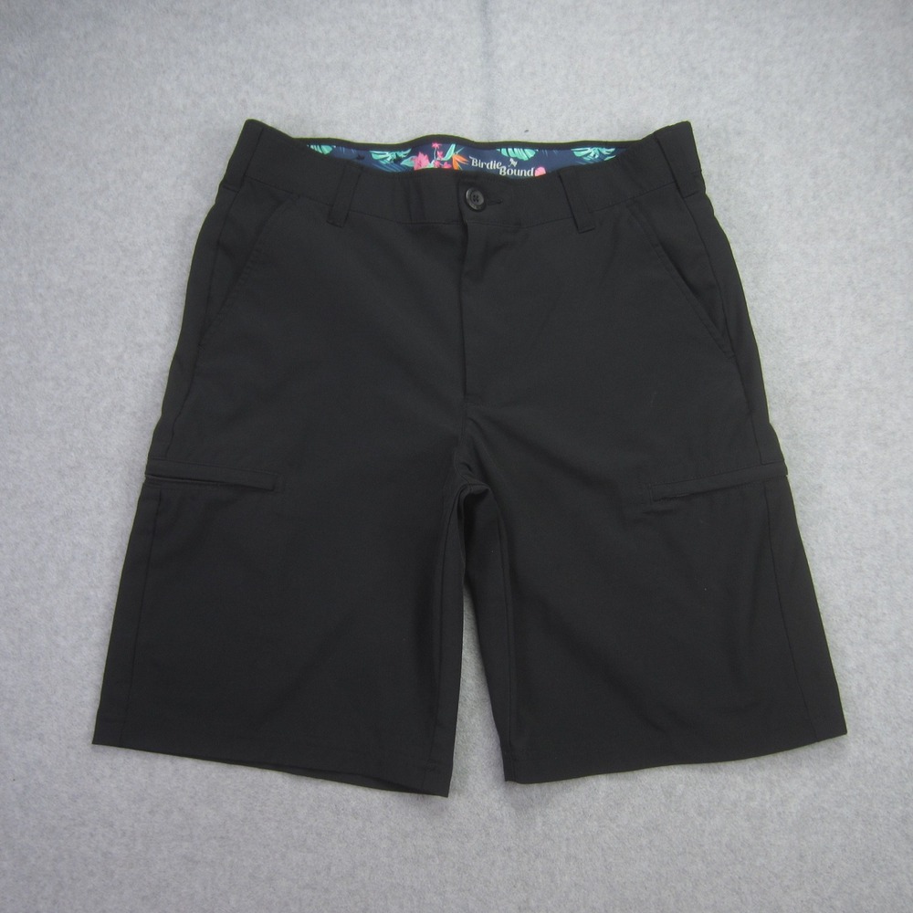 Birdie & Bound Shorts Mens 30 Black Cargo Golf‎ Casual Flat Front